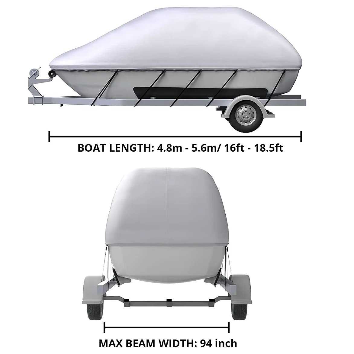 Boat Cover - 14-18.5ft - Grey - Image 6